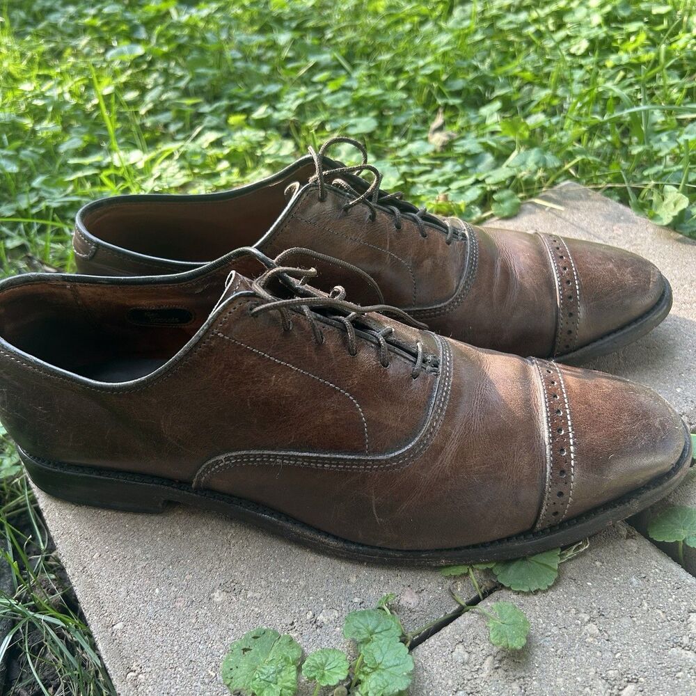 Allen Edmonds Fifth Avenue Mens Cognac Cap Toe Oxford Dress Shoes US Size 9.5 D